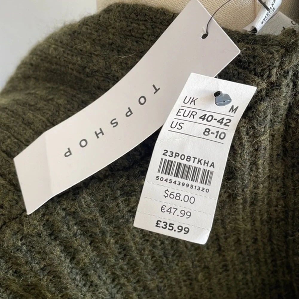 Topshop long cardigan sweater women Olive Green Long Ribbed Open Front  Sz 8-10